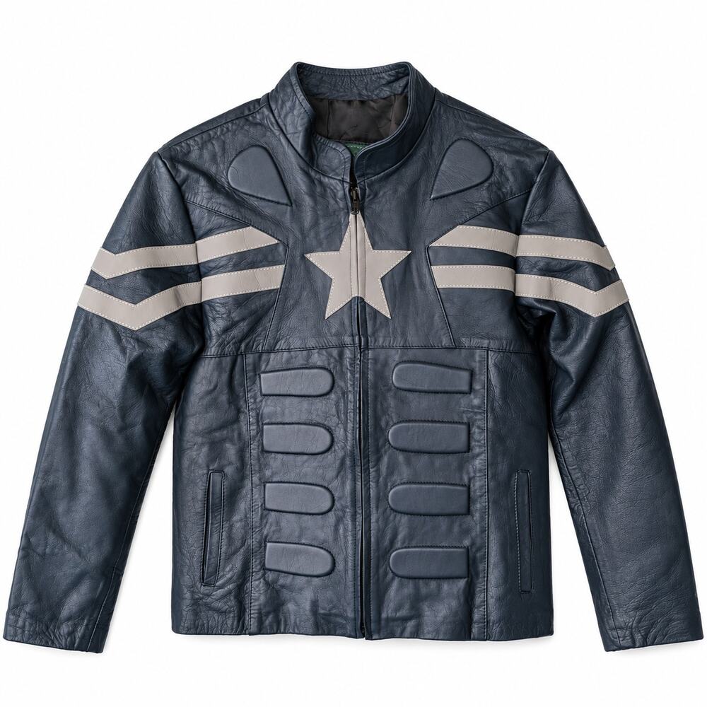 Vintage Captain America Genuine Leather Jacket Youth Size 16 Made in USA Marvel